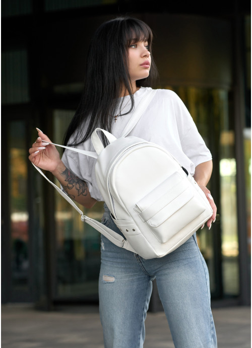 Купити жіночий білий шкіряний рюкзак Dali BKHa