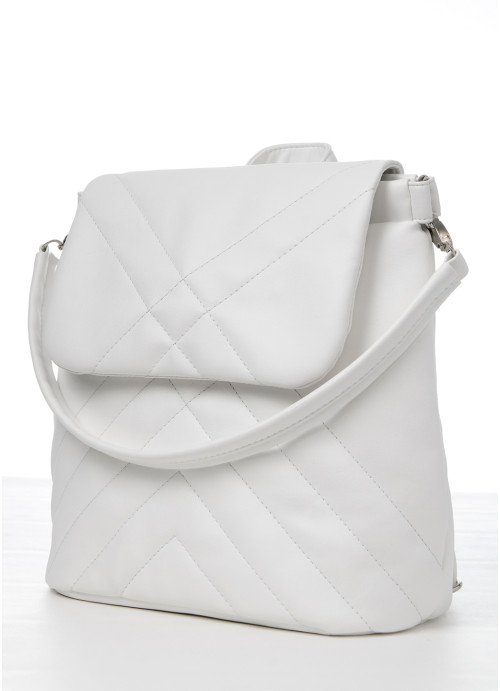 Жіночий рюкзак-сумка Sambag Loft строчений білий