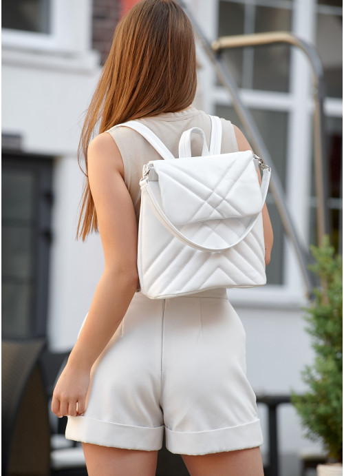 Женский рюкзак-сумка Sambag Loft стеганый белый