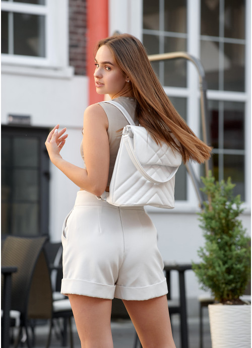 Женский рюкзак-сумка Sambag Loft стеганый белый