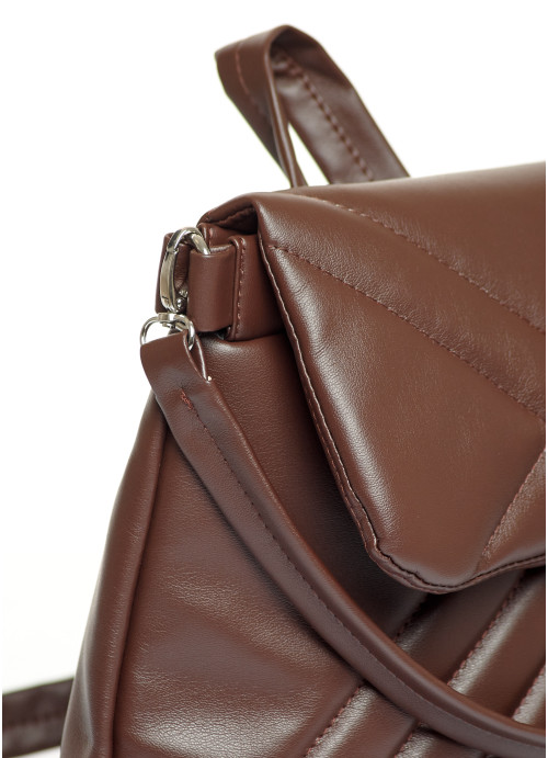 Жіночий рюкзак-сумка Sambag Loft строчений шоколадний