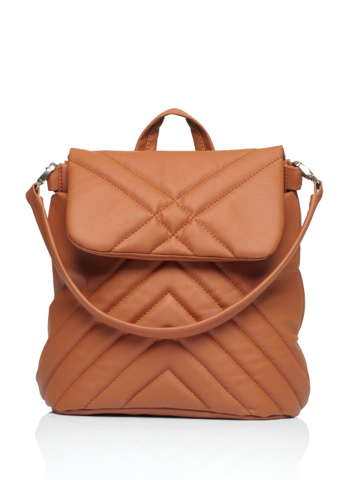 Жіночий рюкзак-сумка Sambag Loft строчений коричневий