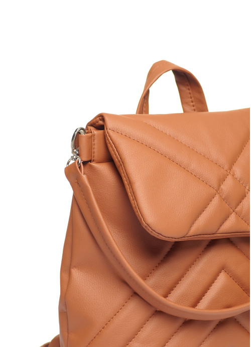 Женский рюкзак-сумка Sambag Loftc стеганый коричневый