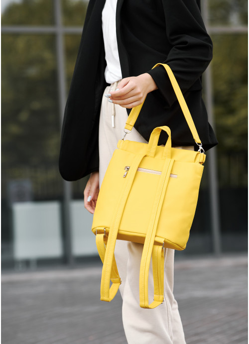 Женский рюкзак-сумка Sambag Loft стеганый желтый
