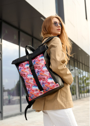 Жіночий рюкзак Sambag RollTop One принт "Kvarel"