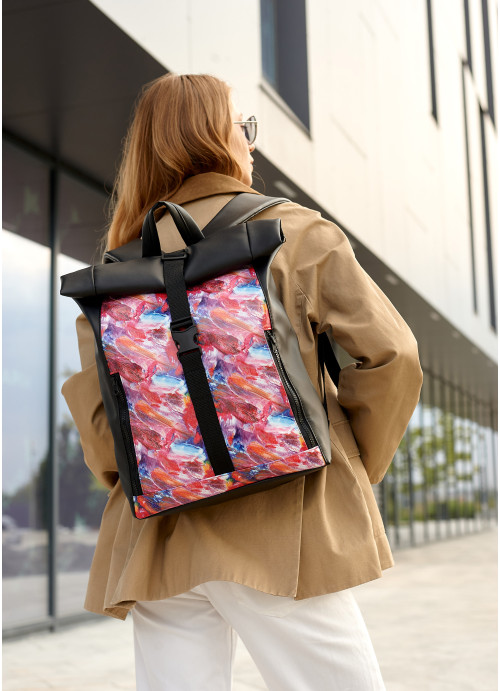Жіночий рюкзак Sambag RollTop One принт "Kvarel"