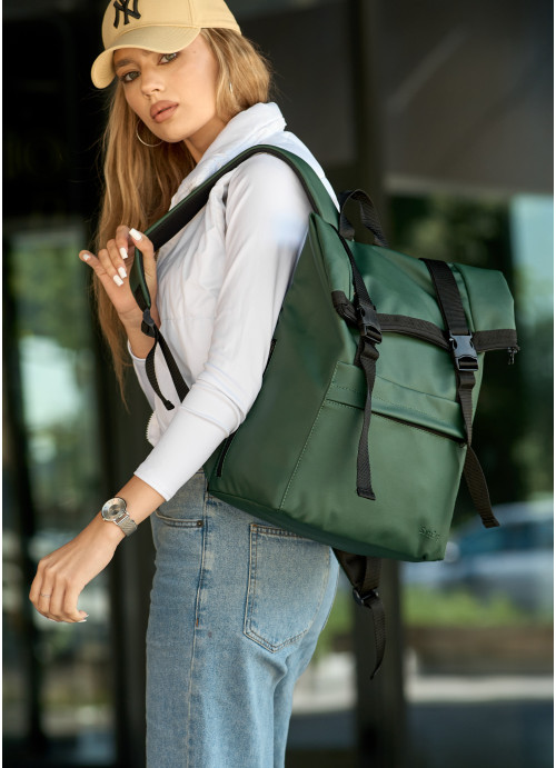 Жіночий рюкзак ролл Sambag RollTop Milton зелений