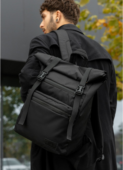 Чоловічий рюкзак Sambag RollTop ZARD чорний тканевий