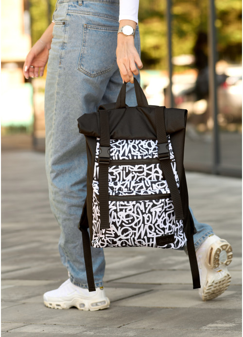 Купити жіночий рюкзак RollTop з принтом Graphity