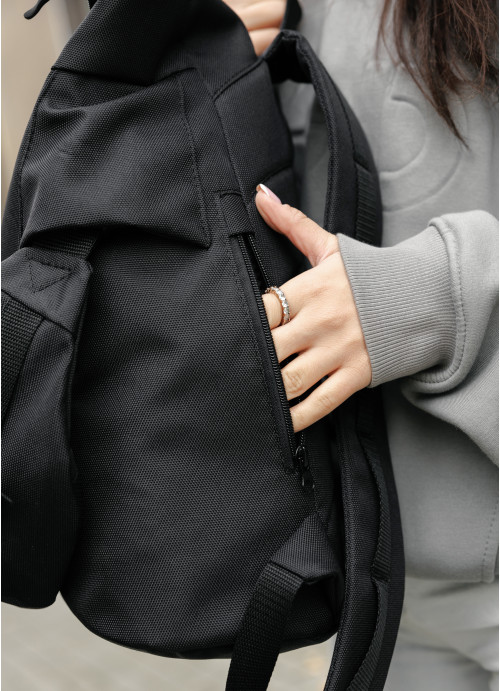 Жіночий рюкзак ролл Sambag  RollTop KZN чорний тканевий