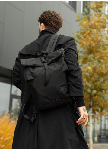 Чоловічий рюкзак ролл Sambag  RollTop KZN чорний тканевий