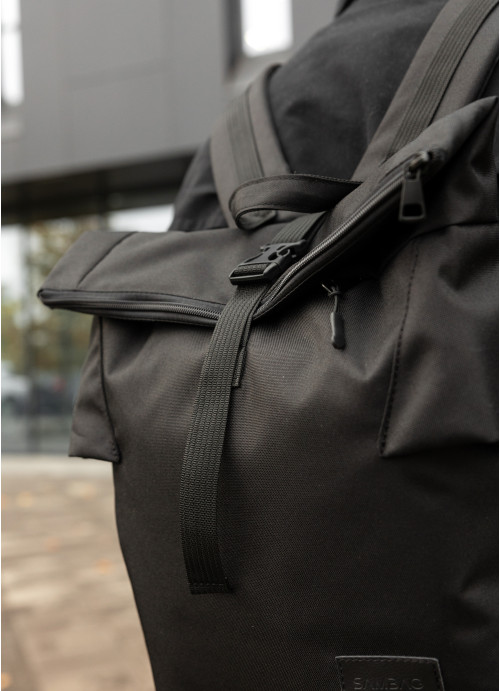 Чоловічий рюкзак ролл Sambag  RollTop KZN чорний тканевий