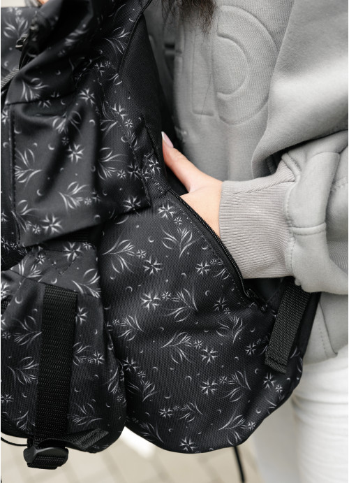 Жіночий рюкзак ролл Sambag  RollTop KZN  чорний принт