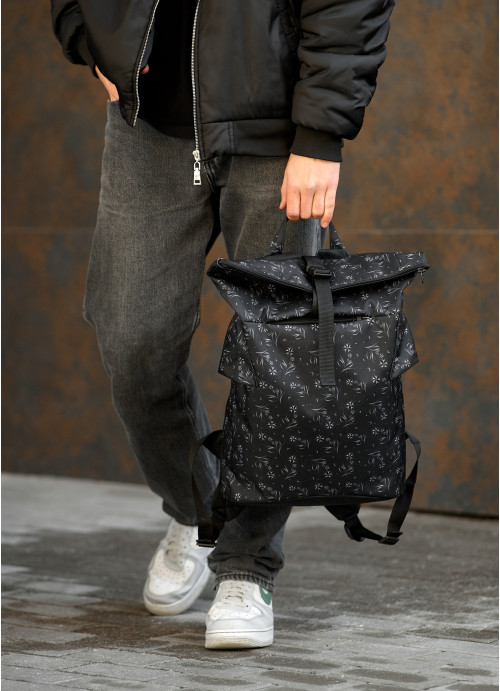 Чоловічий рюкзак ролл Sambag  RollTop KZN чорний принт 