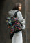 Жіночий рюкзак ролл Sambag  RollTop KZN чорний принт "ABSTRACT"
