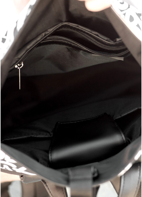 Жіночий рюкзак ролл Sambag  RollTop KZN чорний принт "Graphity"