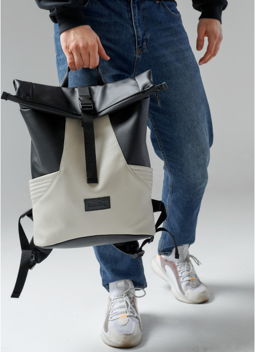  Чоловічий рюкзак ролл Sambag RollTop X чорно-сірий