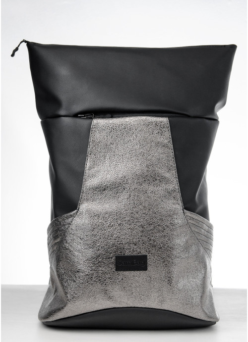 Рюкзак ролл Sambag RollTop MQN чорний з битим сріблом