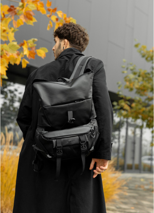 Чоловічий рюкзак рол Sambag RollTop Double чорний 