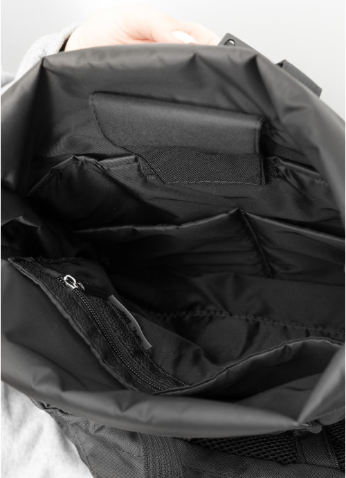Жіночий рюкзак ролл Sambag  RollTop Double тканевий чорний