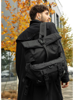 Чоловічий рюкзак рол Sambag RollTop Double чорний тканевий