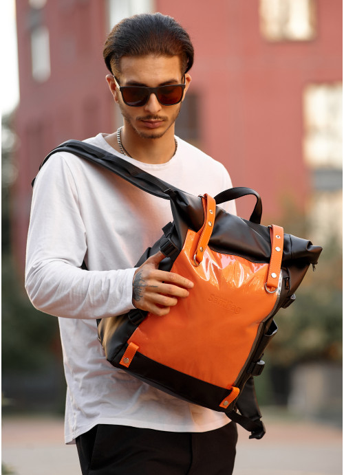 Мужской рюкзак Sambag RollTop Hacking  черно-оранжевый