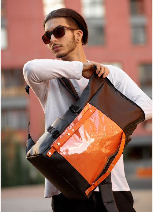 Чоловічий рюкзак Sambag RollTop Hacking чорно-оранжевий