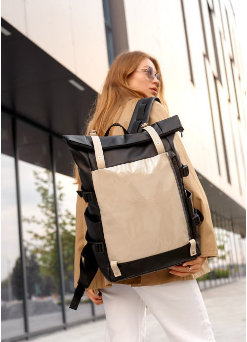 Жіночий рюкзак Sambag RollTop Hacking чорно-сірий