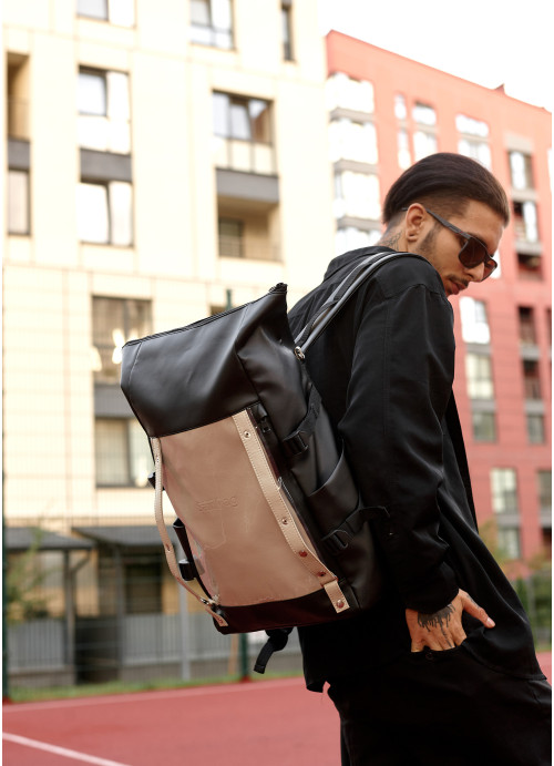 Чоловічий рюкзак Sambag RollTop Hacking чорно-сірий