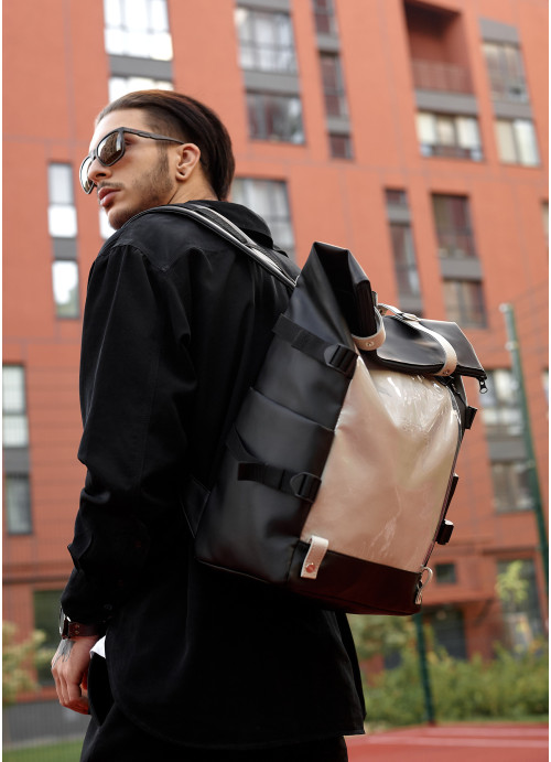 Мужской рюкзак Sambag RollTop Hacking  черно-серый