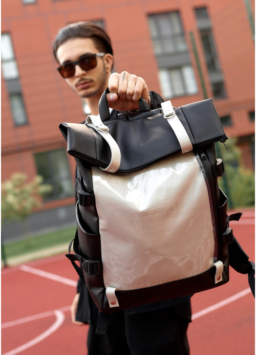 Мужской рюкзак Sambag RollTop Hacking  черно-серый