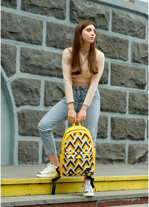 Жіночий рюкзак Sambag Zard LST Жовтий з орнаментом 