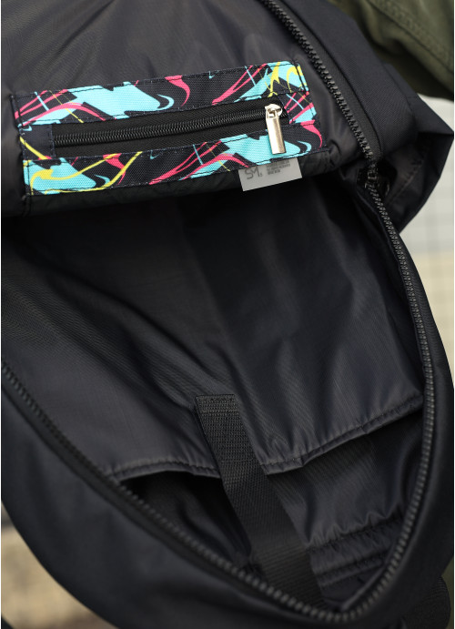 Рюкзак мужской Sambag Zard LRT черный тканевый с принтом "ABSTRACT"