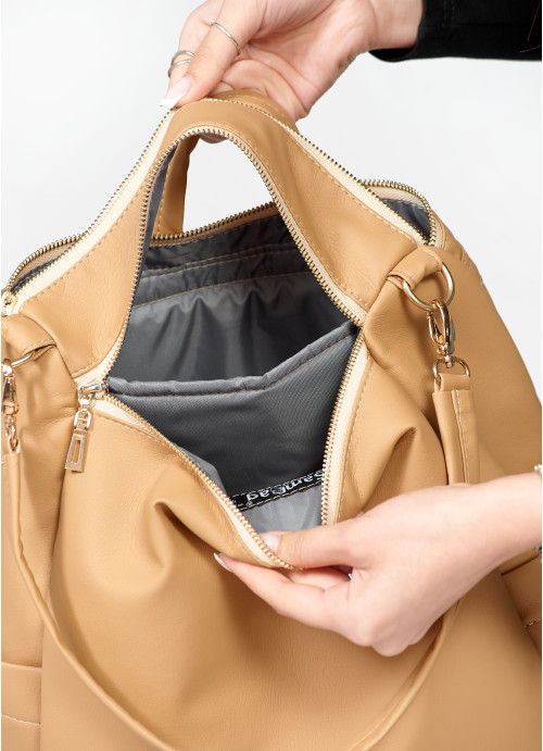 Жіночий рюкзак-сумка Sambag Trinity бежевий