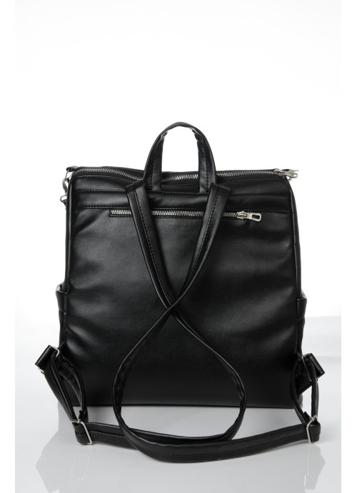 Жіночий рюкзак-сумка Sambag Trinity строчений black
