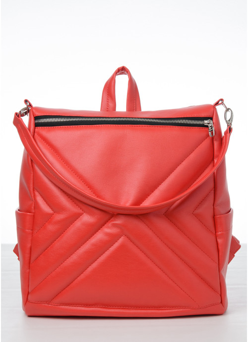 Женский рюкзак-сумка Sambag Trinity строченный красный 