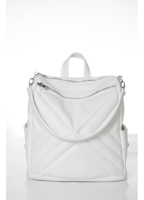 Жіночий рюкзак-сумка Sambag Trinity строчений білий
