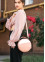Женская круглая сумка Sambag Bale пудровая с белым
