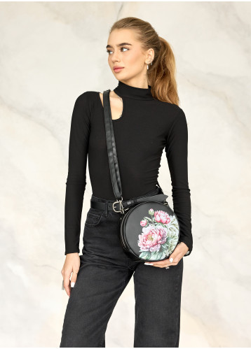 Женская круглая сумка Sambag Bale  MZN принт "Flower"
