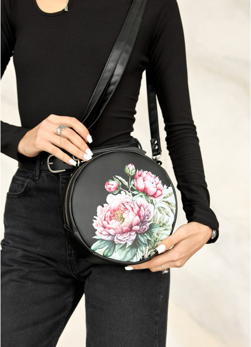 Жіноча кругла сумка Sambag Bale  MZN Принт "Flower"