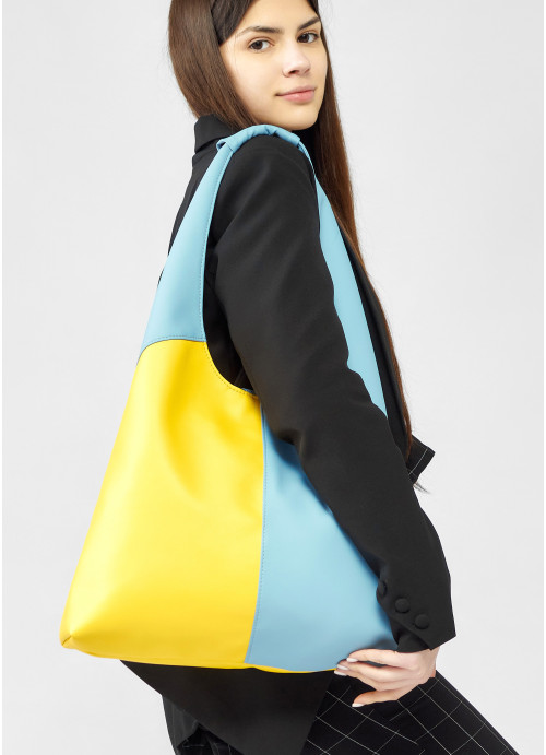 Женская сумка Sambag HOBO M желто-голубая