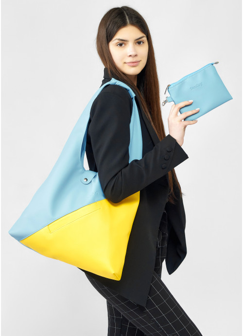 Жіноча сумка Sambag HOBO M жовто-блакитна