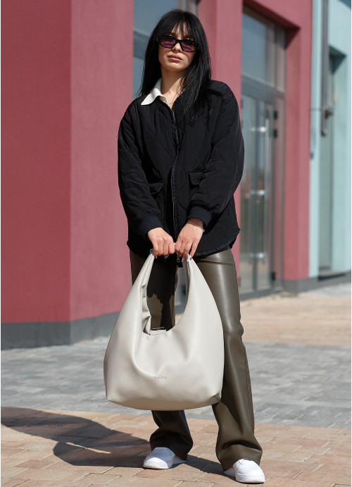 Жіноча сумка Sambag HOBO L сірий шовк