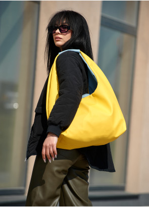 Женская сумка Sambag HOBO L желто-голубая