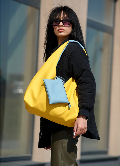 Жіноча сумка Sambag HOBO L жовто-блакитна