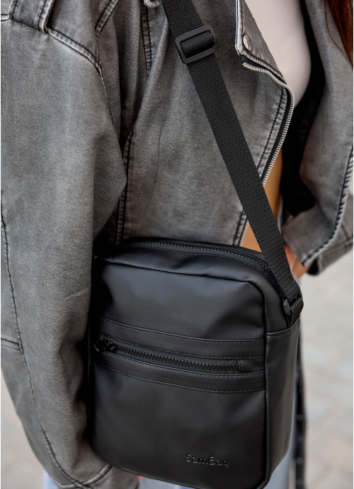 Жіноча сумка месенджер з екошкіри Sambag Makros чорна