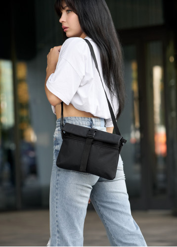 Женская сумка через плечо мессенджер Sambag Dalas черная тканевая