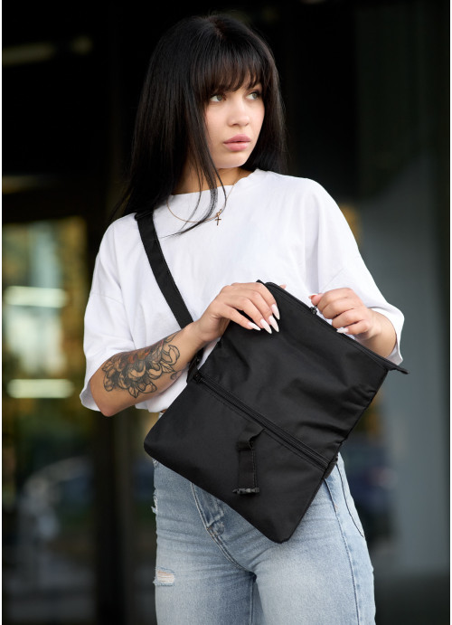 Женская сумка через плечо мессенджер Sambag Dalas черная тканевая