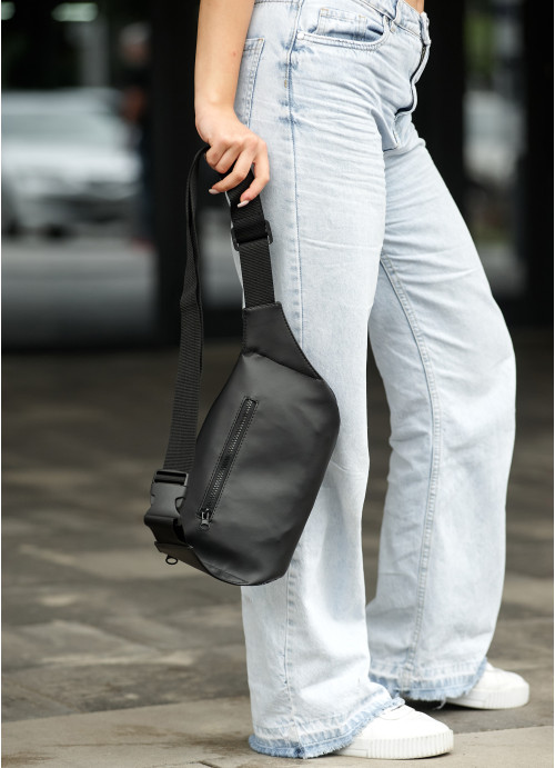 Женская поясная сумка бананка Sambag Tirso Max MSH черная с принтом