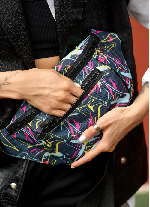 Женская тканевая сумка  бананка Sambag Tirso Max абстракция